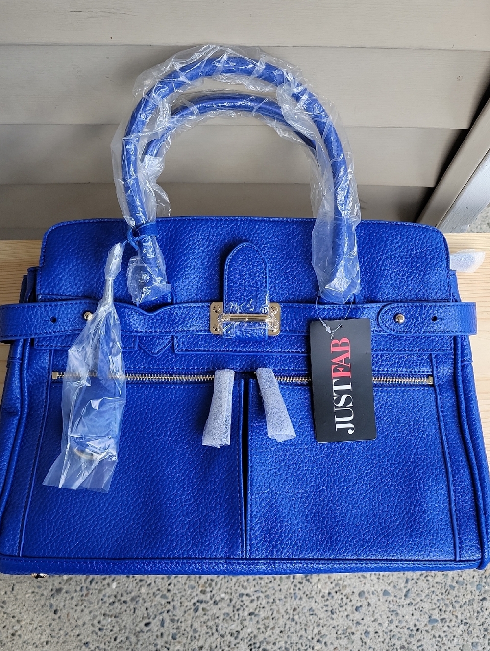 NWT JustFab Royal Blue Structured Satchel with Top Handles